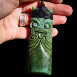 Natural Jade XL Tiki Toki Pendant Necklace (N1145)