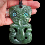 Natural Jade XL Tiki Pendant Necklace (N1101)