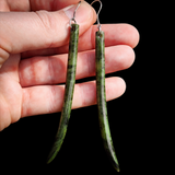 Natural Jade Curved Drop Hook Earrings (N1135)