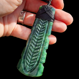 Natural Jade XL Notched Toki Pendant Necklace (N1141)