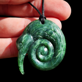 Natural Jade Kiwi Koru Pendant Necklace (N1121)