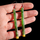 Natural Jade Cylinder Drop Hook Earrings (N1133)
