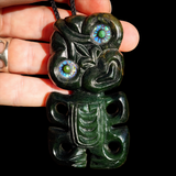 Natural Jade Hei Tiki Pendant Necklace (N1153)