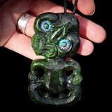Natural Jade Hei Tiki Pendant Necklace (N1148)