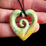 Natural Jade Koru Heart Pendant Necklace (N1111)