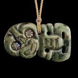 Natural Jade Side Hei Tiki Pendant Necklace (N2242)