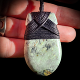 NZ Greenstone Pounamu Rounded Toki Pendant Necklace (N791)