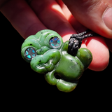 Natural Jade Small Tiki Pendant Necklace (N1149)