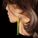 Natural Jade Cylinder Drop Hook Earrings (N1136)