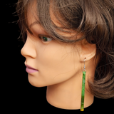 Natural Jade Cylinder Drop Hook Earrings (N1133)