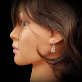 Solid 925 Sterling Silver & Natural Rose Quartz Drop Hook Earrings