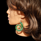 Natural Jade Koru Hook Earrings (N1134)