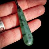 NZ Greenstone Pounamu Drop Pendant Necklace (N994)
