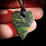 NZ Greenstone Pounamu Heart Pendant Necklace (N816)