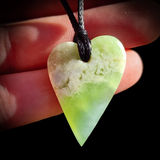 NZ Greenstone Pounamu Heart Pendant Necklace (N815)