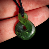 NZ Greenstone Pounamu Twist Pendant Necklace (N997)