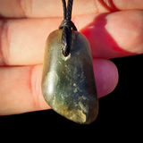 NZ Greenstone Pounamu Natural Freeform Pendant Necklace (N973)