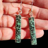 Natural Turquoise Rectangle Hook Earrings (E112)