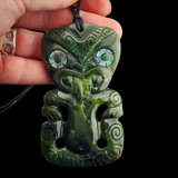 Natural Jade Hei Tiki Pendant Necklace (N2152)