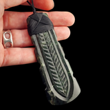 Natural Jade Etched Toki Pendant Necklace (N2185)