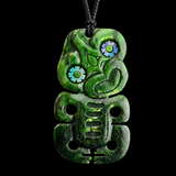 Natural Jade Hei Tiki Pendant Necklace (N2307)