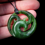 Natural Jade Triple Koru Pendant Necklace (N1181)
