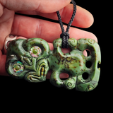 Natural Jade Hei Tiki Pendant Necklace (N2149)