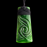 Natural Jade Etched Toki Pendant Necklace (N2300)