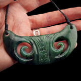 Natural Jade Koru Breastplate Pendant Necklace (N2197)