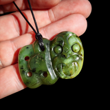 Natural Jade Hei Tiki Pendant Necklace (N2184)