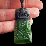 Natural Jade Etched Toki Pendant Necklace (N2203)