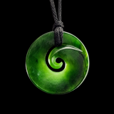 Natural NZ Jade Inward Koru Jube Pendant Necklace (N2274)