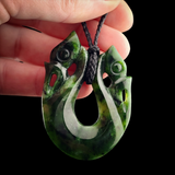 Natural Jade Double Manaia Pendant Necklace (N2153)