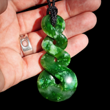 Natural Jade Triple Pikorua Twist Pendant Necklace (N1200)