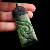 Natural Jade Etched Toki Pendant Necklace (N2168)