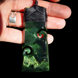Natural Jade Double Koru Toki Pendant Necklace (N1206)