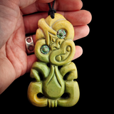 Natural Jade Hei Tiki Pendant Necklace (N2122)