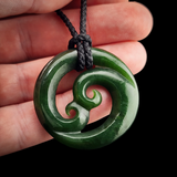 Natural Jade Double Koru Pendant Necklace (N2211)