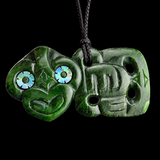 Natural Jade Side Hei Tiki Pendant Necklace (N2301)
