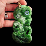 Natural Jade Hei Tiki Pendant Necklace (N2170)