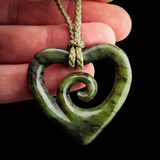 Natural Jade Koru Heart Pendant Necklace (N2167)