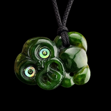 Natural Jade Small Hei Tiki Pendant Necklace (N2280)