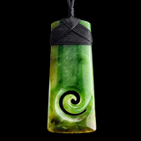 Natural Jade Koru Toki Pendant Necklace (N2306)