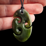 Natural Jade Triple Koru Pendant Necklace (N2224)