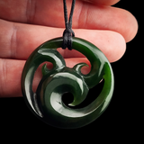 Natural Jade Triple Koru Pendant Necklace (N2141)