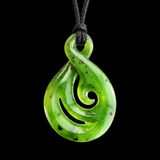 Natural Jade Koru Twist Pendant Necklaces (N2313)