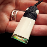 Paua Bottom Toki Bone Carving Pendant Necklace