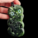 Natural Jade Hei Tiki Pendant Necklace (N2193)