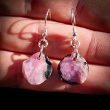 Natural Raw Ruby Irregular Hook Earrings (E113)