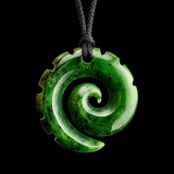 Natural Jade Notched Koru Pendant Necklace (N2310)